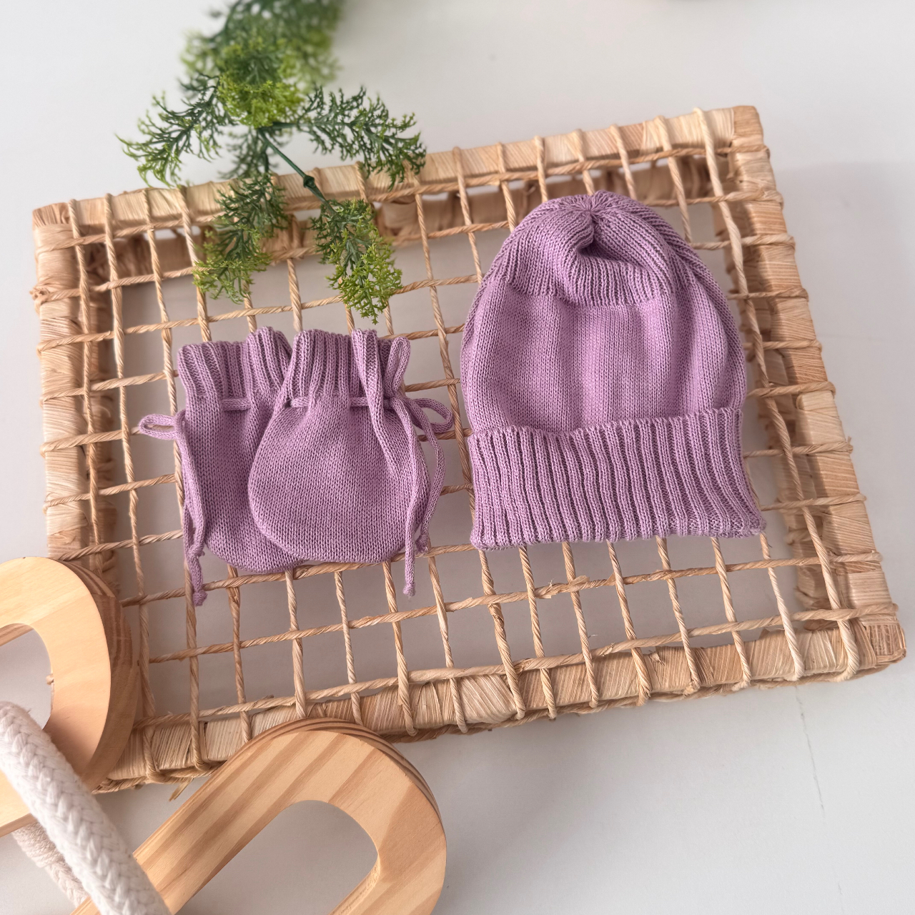 kit touca e luva- lilás